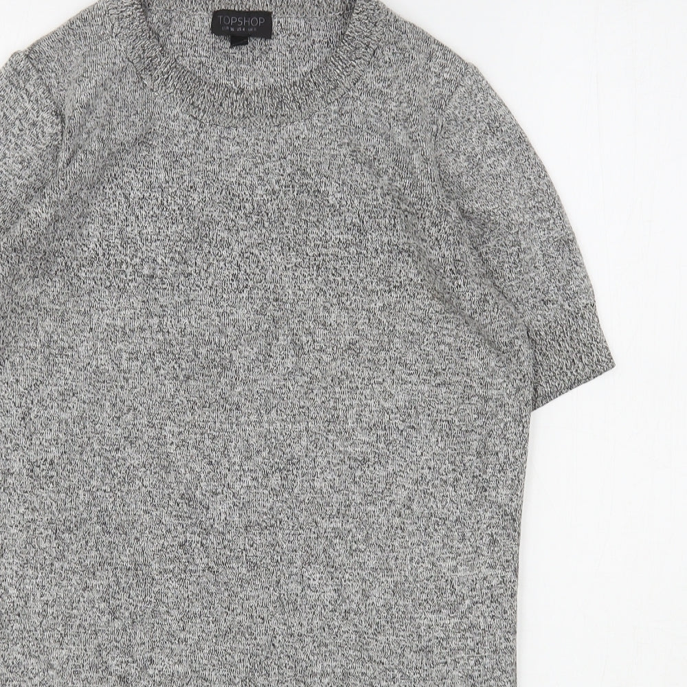 Topshop Womens Grey Round Neck  Viscose Pullover Jumper Size 8