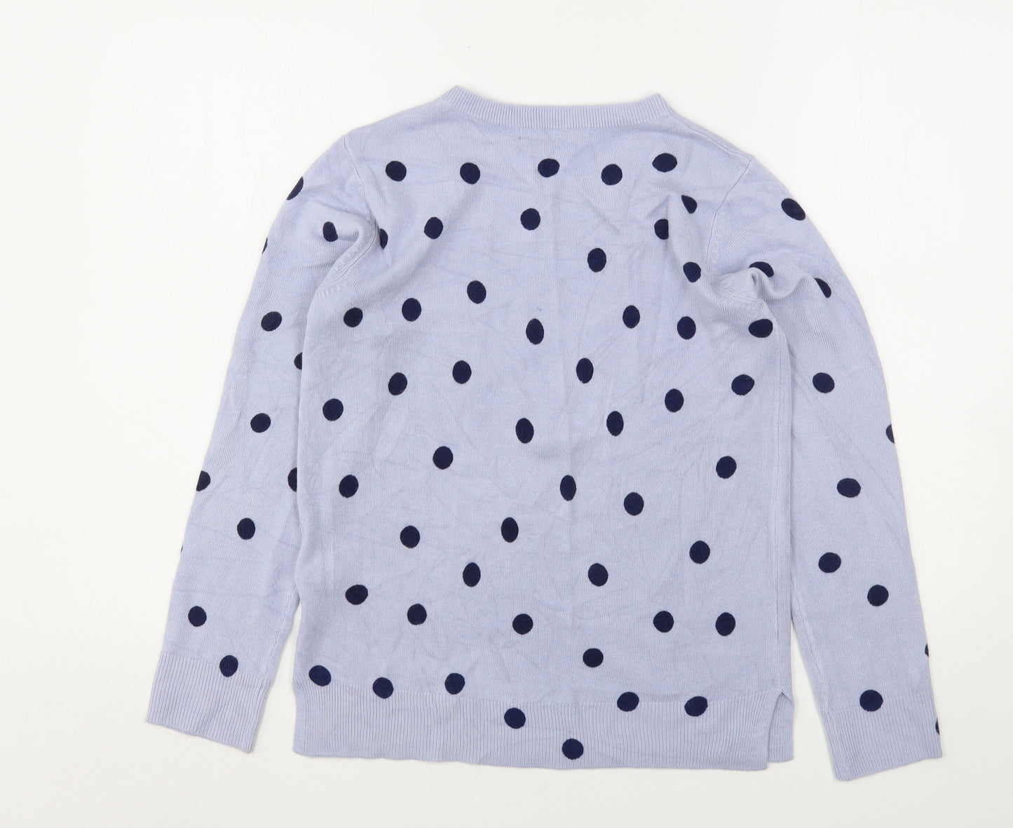 Marks and Spencer Womens Blue Round Neck Polka Dot Acrylic Pullover Jumper Size 10