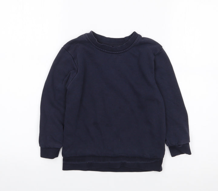 George Boys Blue Crew Neck Cotton Pullover Jumper Size 5-6 Years Pullover
