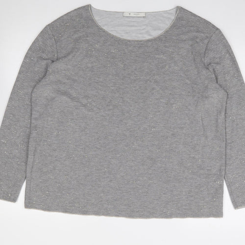 monari Womens Grey  Viscose Jersey T-Shirt Size 18 Boat Neck - Ribbed