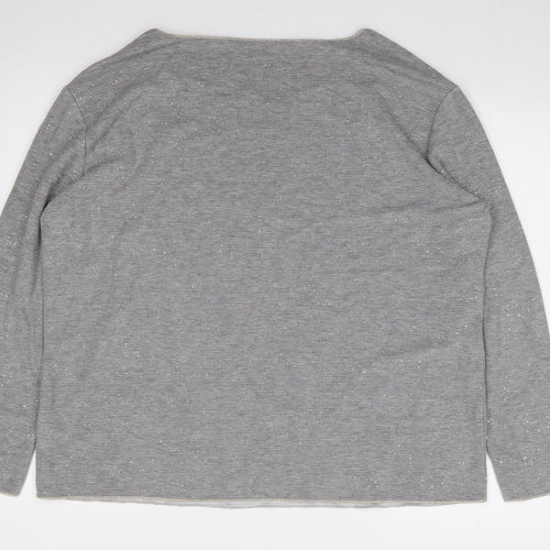 monari Womens Grey  Viscose Jersey T-Shirt Size 18 Boat Neck - Ribbed