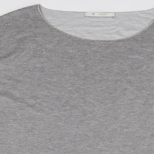 monari Womens Grey  Viscose Jersey T-Shirt Size 18 Boat Neck - Ribbed
