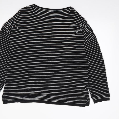 Marble Womens Black Boat Neck Striped 100% Cotton Pullover Jumper Size 18   - Ribbed
