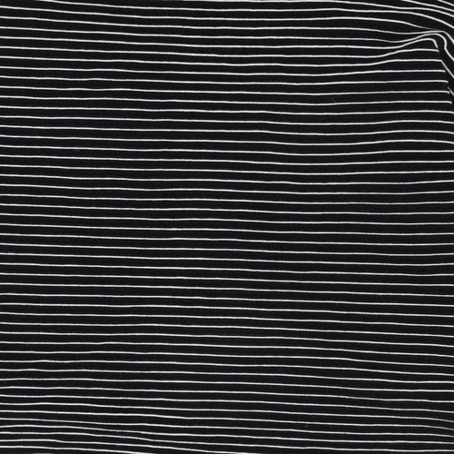 Marble Womens Black Boat Neck Striped 100% Cotton Pullover Jumper Size 18   - Ribbed