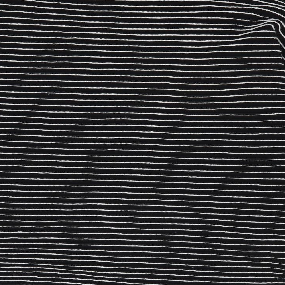 Marble Womens Black Boat Neck Striped 100% Cotton Pullover Jumper Size 18   - Ribbed