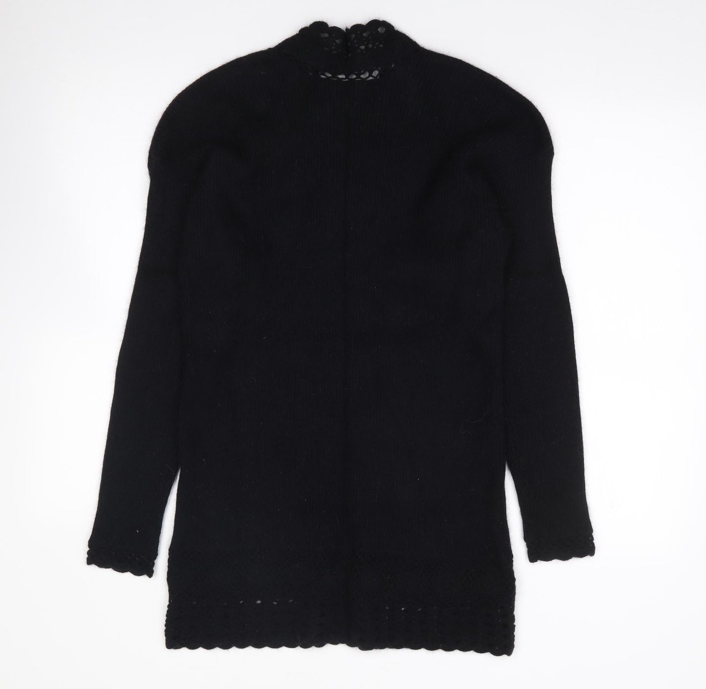 St Micheal Womens Black V-Neck  Wool Tunic Jumper Size 12   - Lambswool