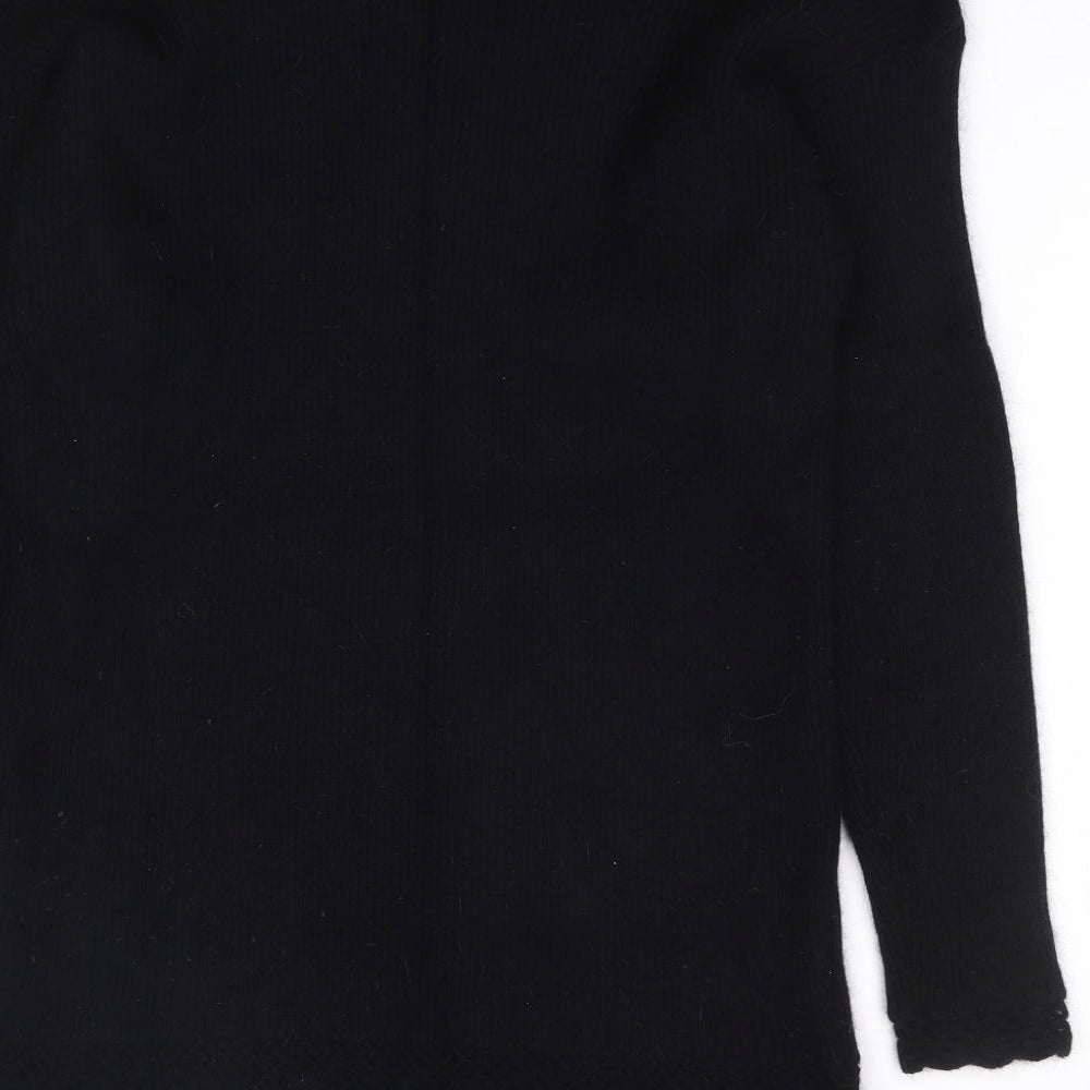 St Micheal Womens Black V-Neck  Wool Tunic Jumper Size 12   - Lambswool