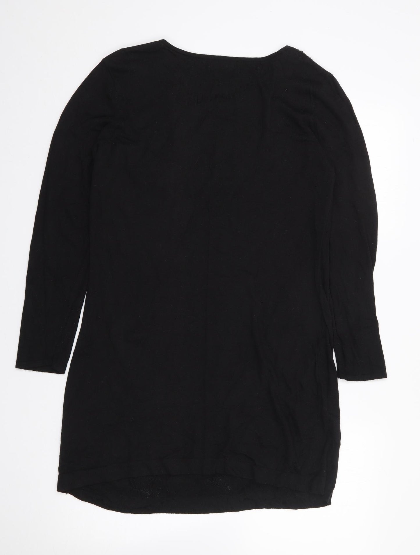 Klass Womens Black Round Neck  Viscose Tunic Jumper Size L