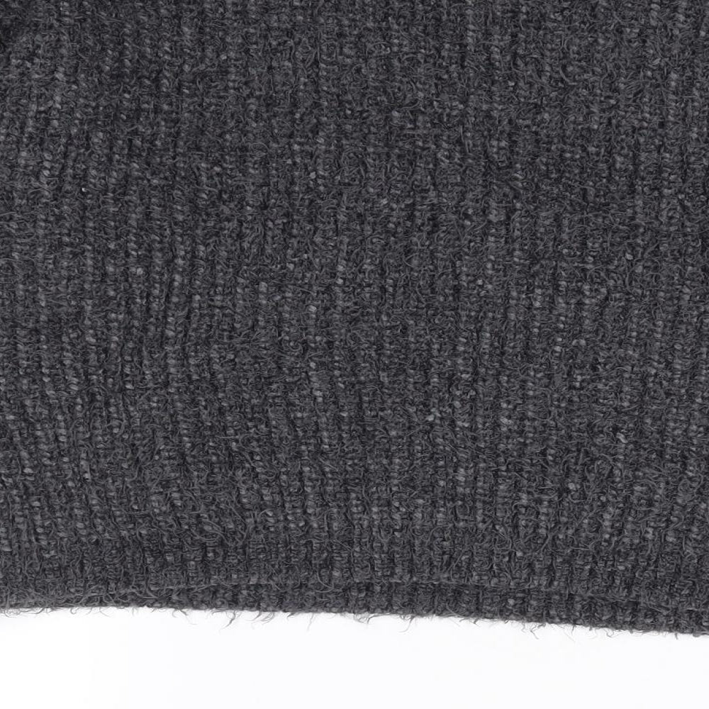 New Look Womens Grey Mock Neck  Polyester Pullover Jumper Size M   - Cropped