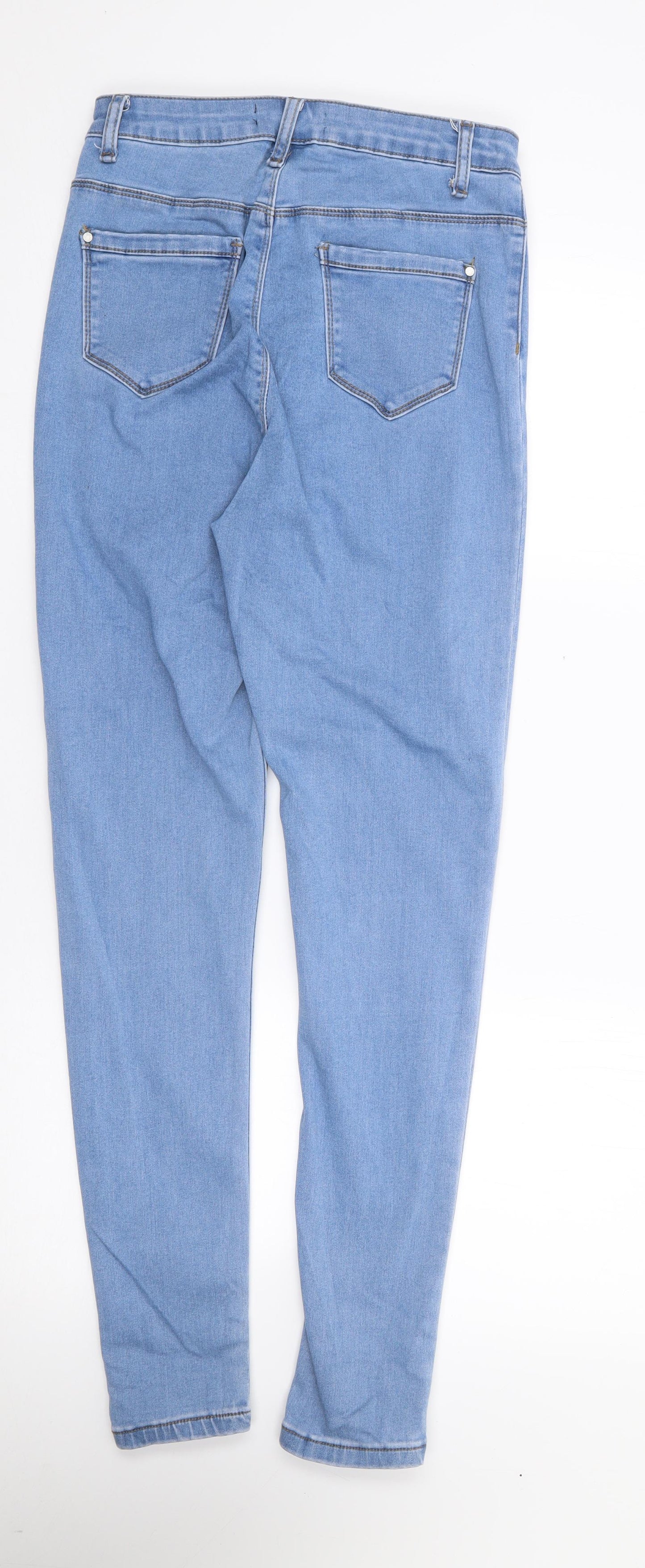 Missguided Womens Blue  Cotton Skinny Jeans Size 12 L28 in Regular Zip