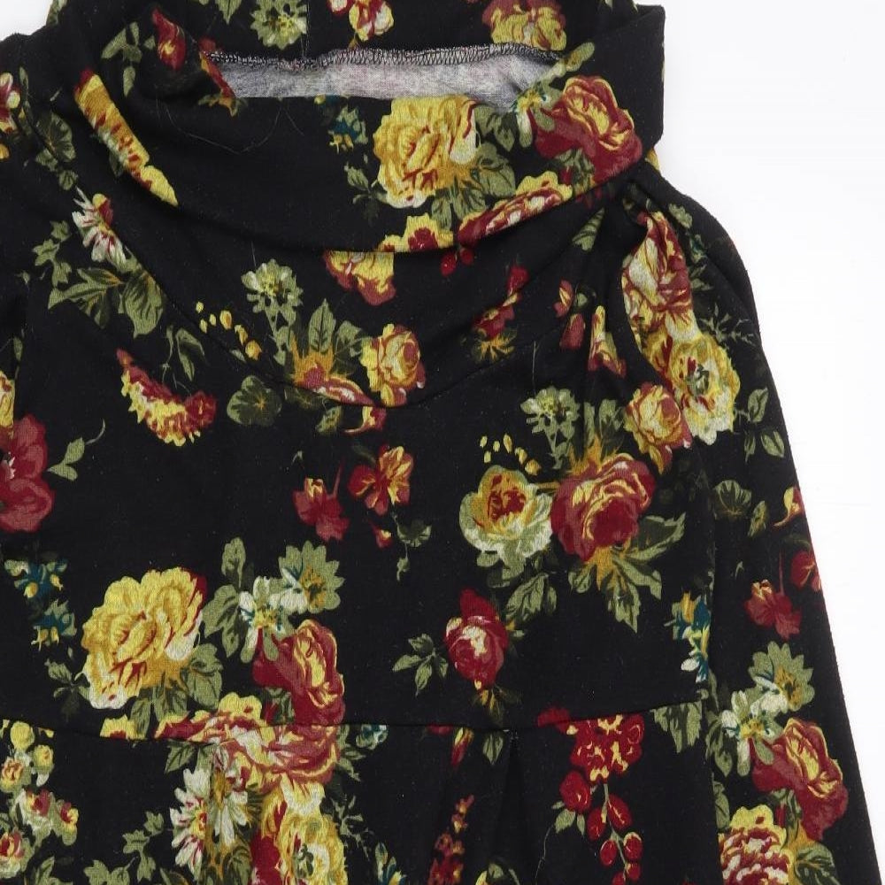 Amani Womens Multicoloured Floral Polyester Shift  Size M  Roll Neck Pullover
