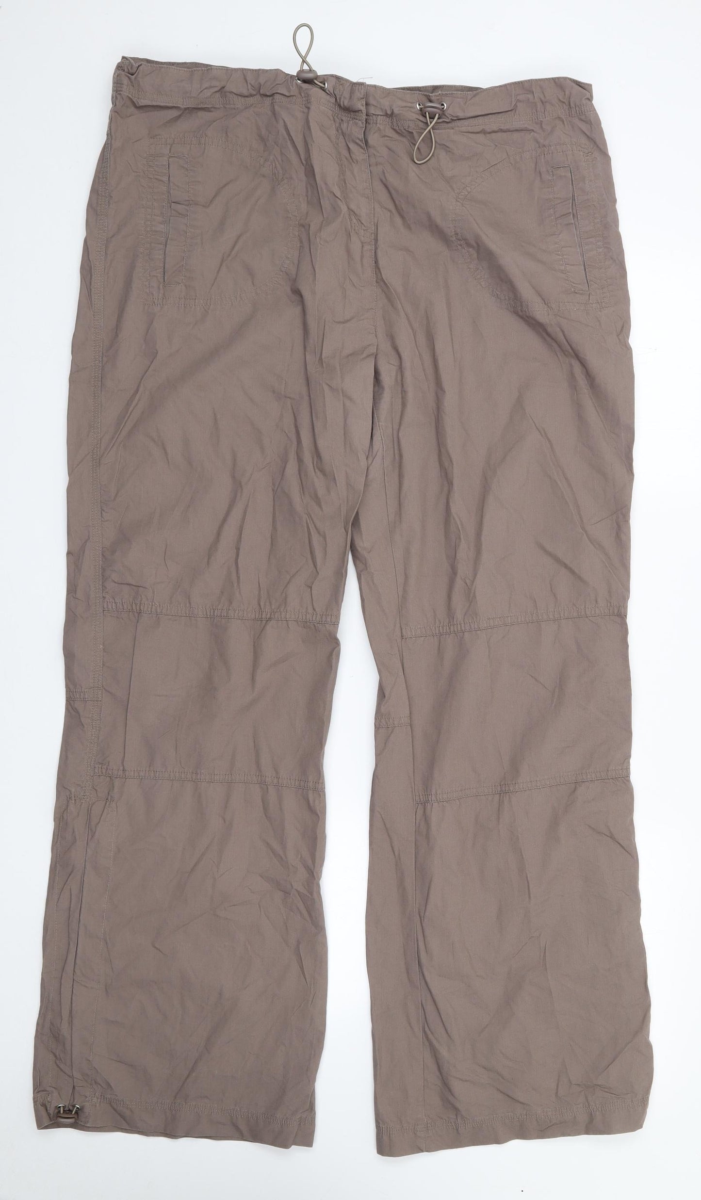 Primark Womens Brown  Cotton Cargo Trousers Size 16 L30 in Regular Zip
