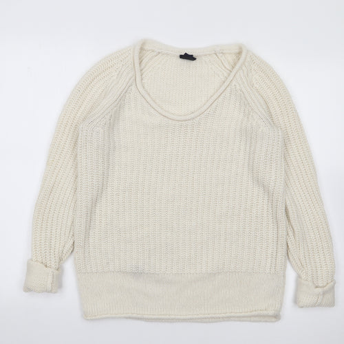 Gap Womens Ivory V-Neck  Acrylic Pullover Jumper Size XS