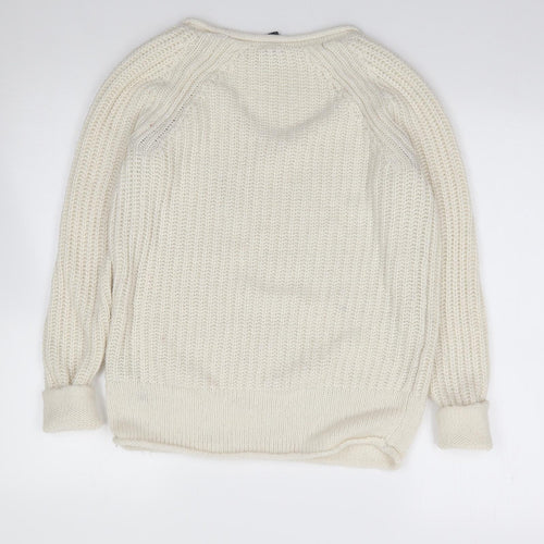 Gap Womens Ivory V-Neck  Acrylic Pullover Jumper Size XS