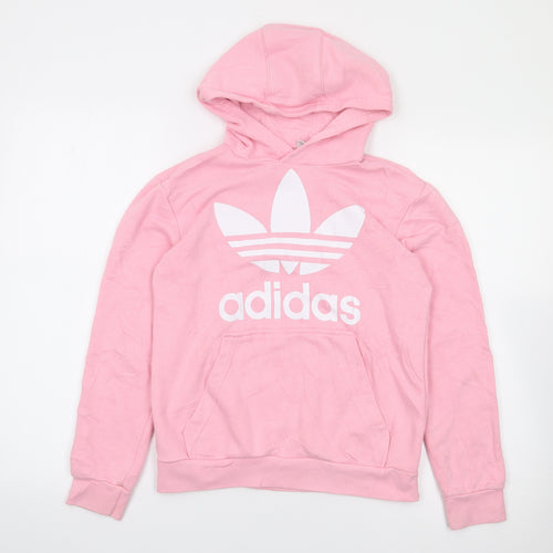 adidas Girls Pink  Cotton Pullover Hoodie Size 11-12 Years  Pullover