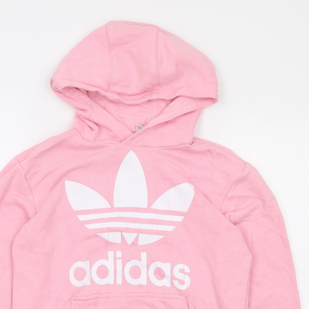 adidas Girls Pink  Cotton Pullover Hoodie Size 11-12 Years  Pullover