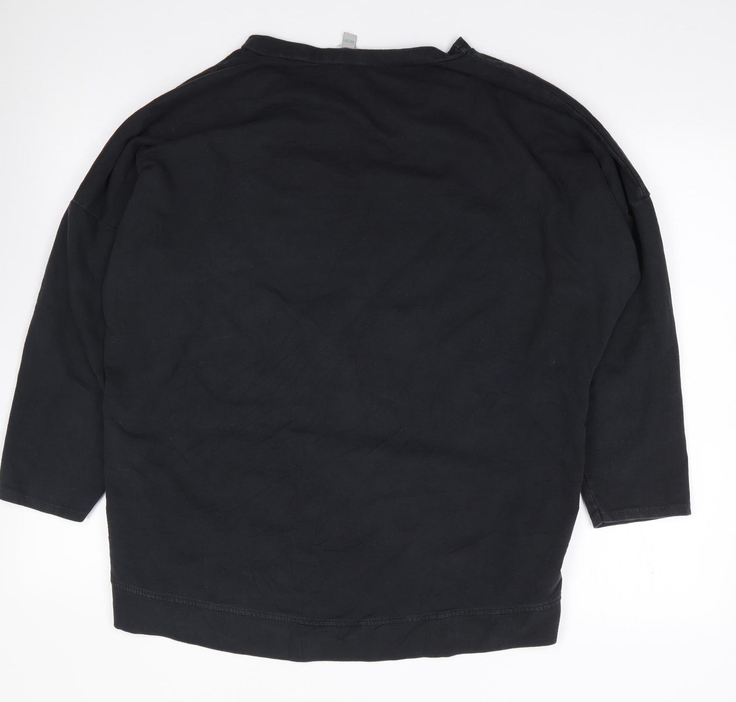 Blue Vanilla Womens Black Crew Neck  Cotton Pullover Jumper One Size