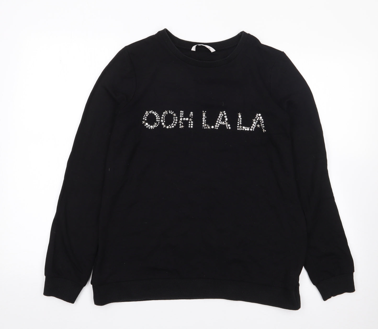 TU Womens Black Crew Neck  Viscose Pullover Jumper Size 10