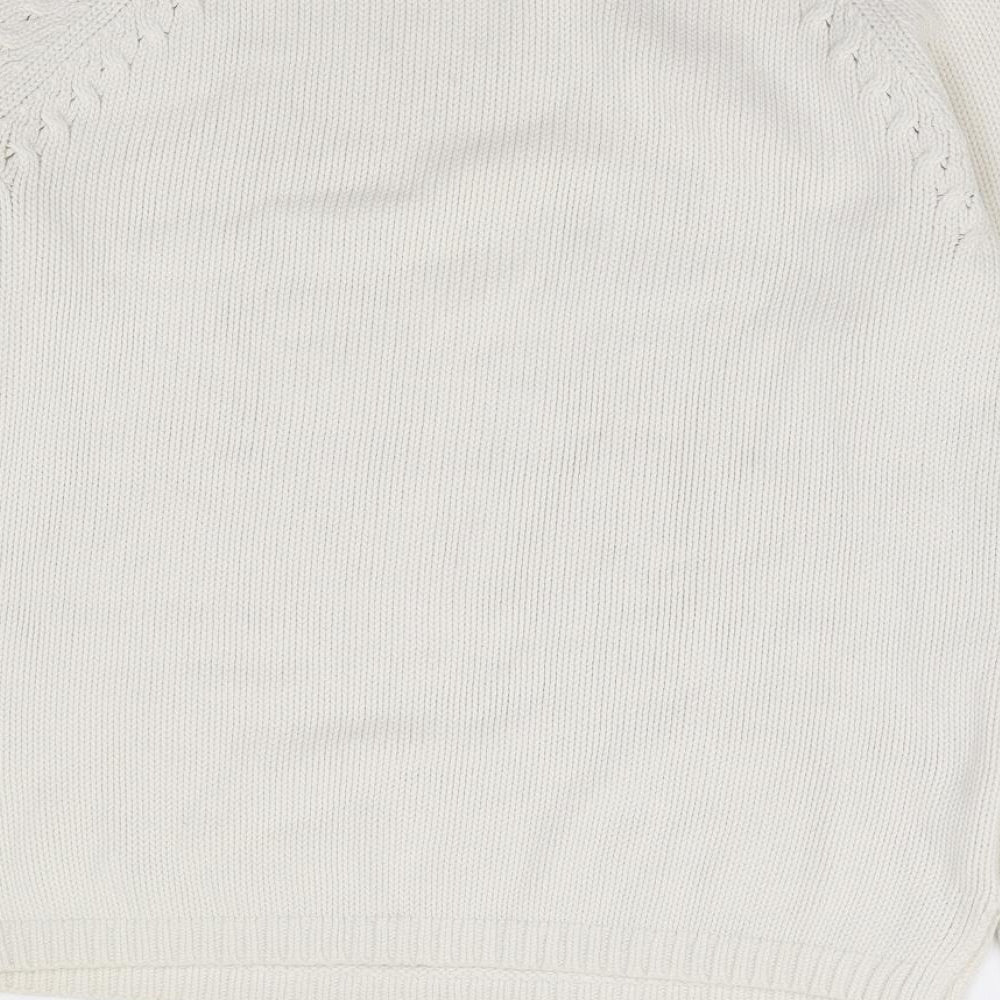 Marks and Spencer Womens Ivory Round Neck  Cotton Pullover Jumper Size 10