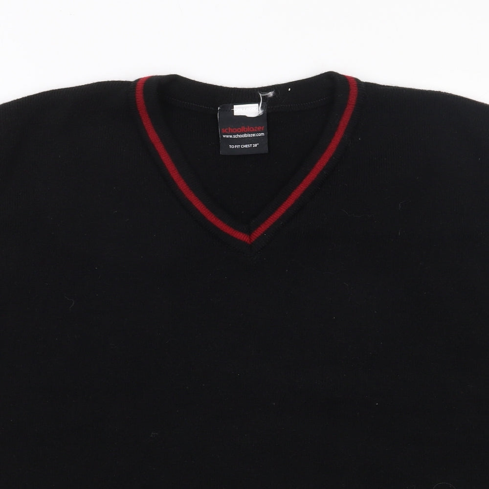 School Blazer Girls Black V-Neck  Acrylic Pullover Jumper Size 15 Years  Pullover - School Wear