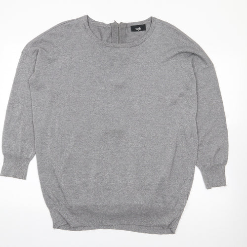 Wallis Womens Grey Round Neck  Viscose Pullover Jumper Size M