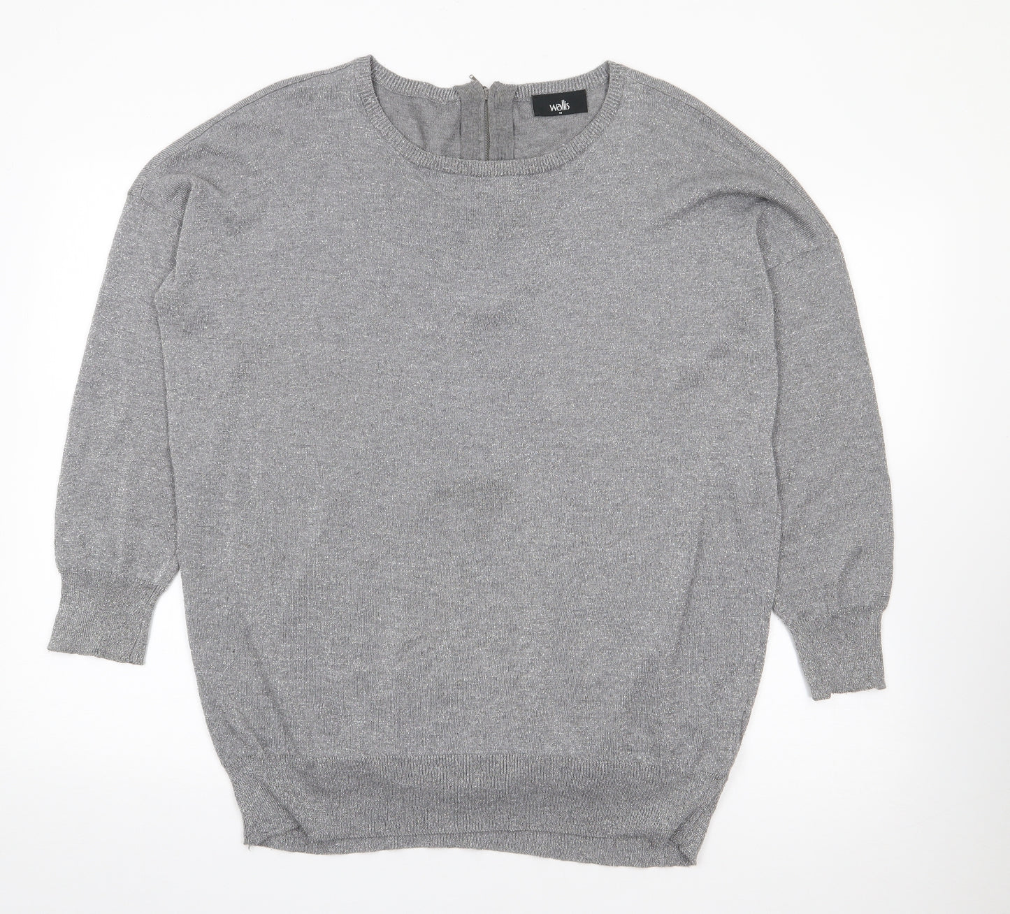 Wallis Womens Grey Round Neck  Viscose Pullover Jumper Size M