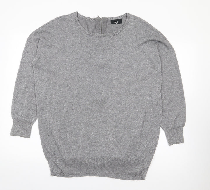 Wallis Womens Grey Round Neck Viscose Pullover Jumper Size M