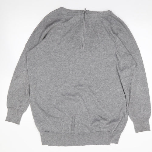 Wallis Womens Grey Round Neck  Viscose Pullover Jumper Size M