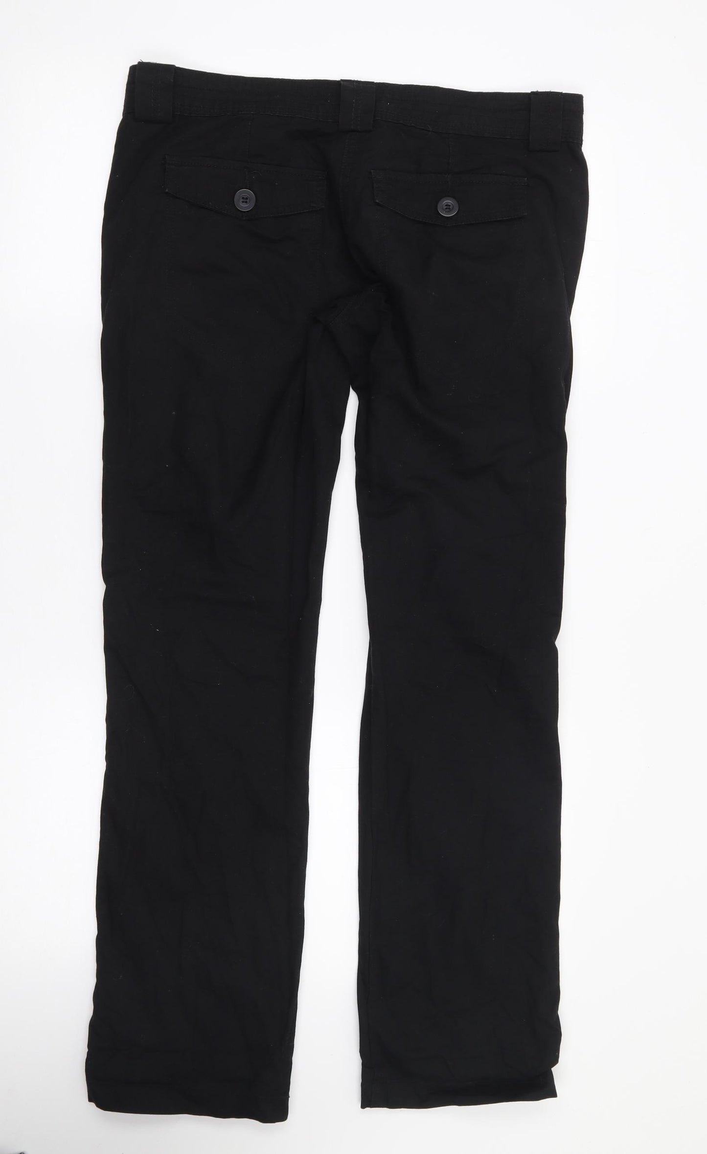 Primark Womens Black  Cotton Cargo Trousers Size 10 L29 in Regular Zip