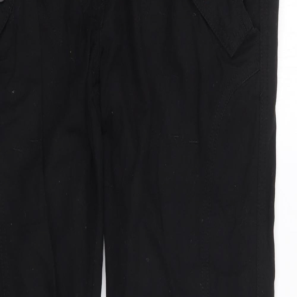 Primark Womens Black  Cotton Cargo Trousers Size 10 L29 in Regular Zip