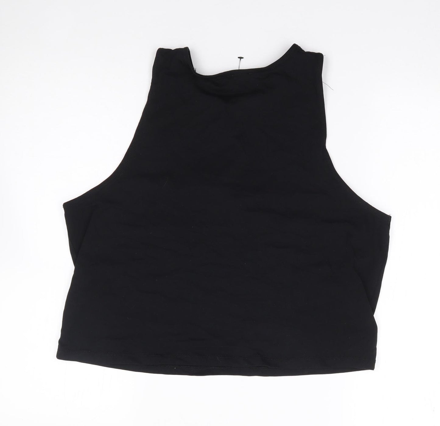 Primark Womens Black  Cotton Cropped Tank Size 2XL V-Neck