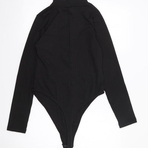 Boohoo Womens Black  Polyester Bodysuit One-Piece Size 16  Snap - Ribbed