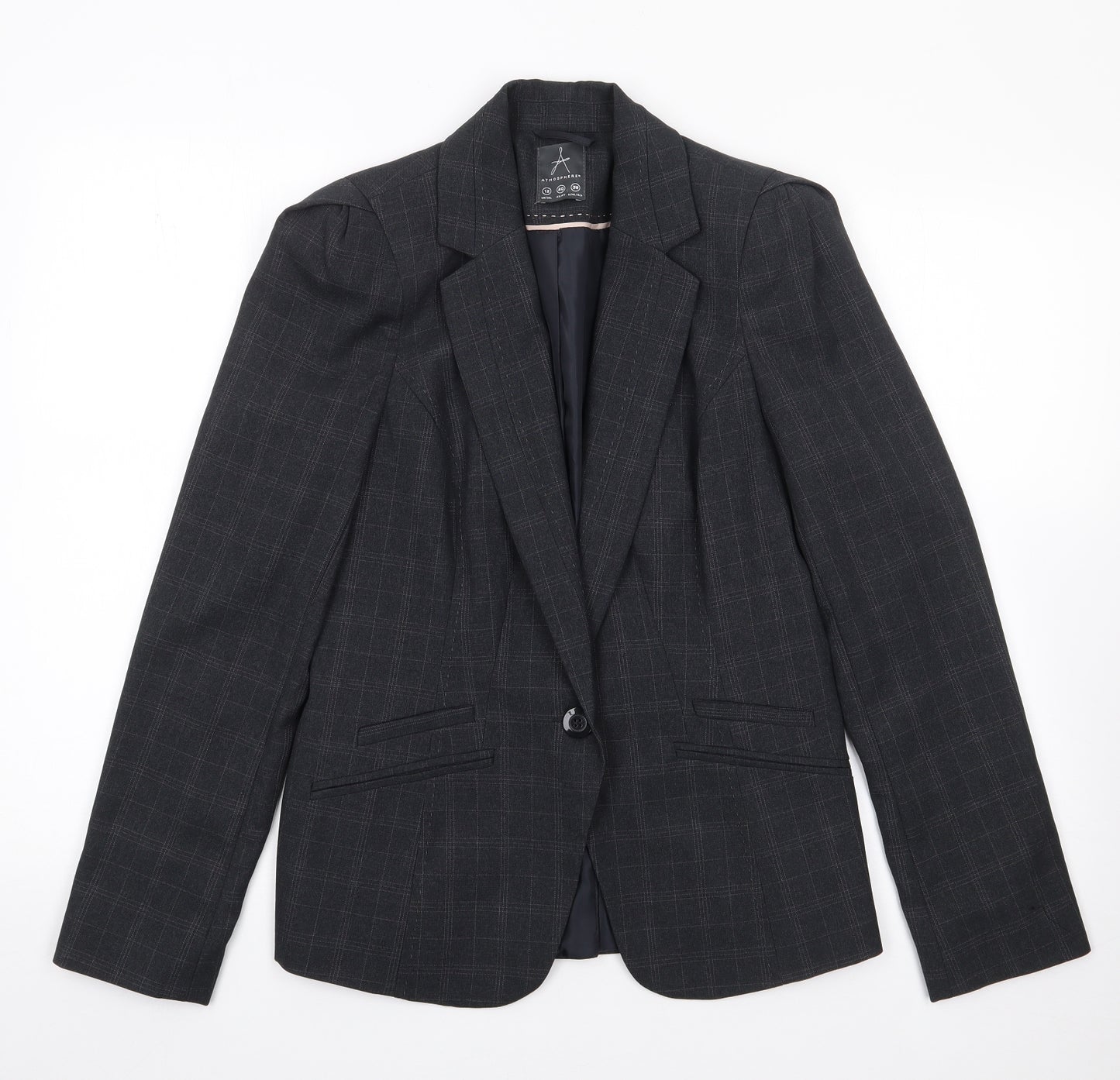 Primark Womens Grey Check  Jacket Blazer Size 12  Button
