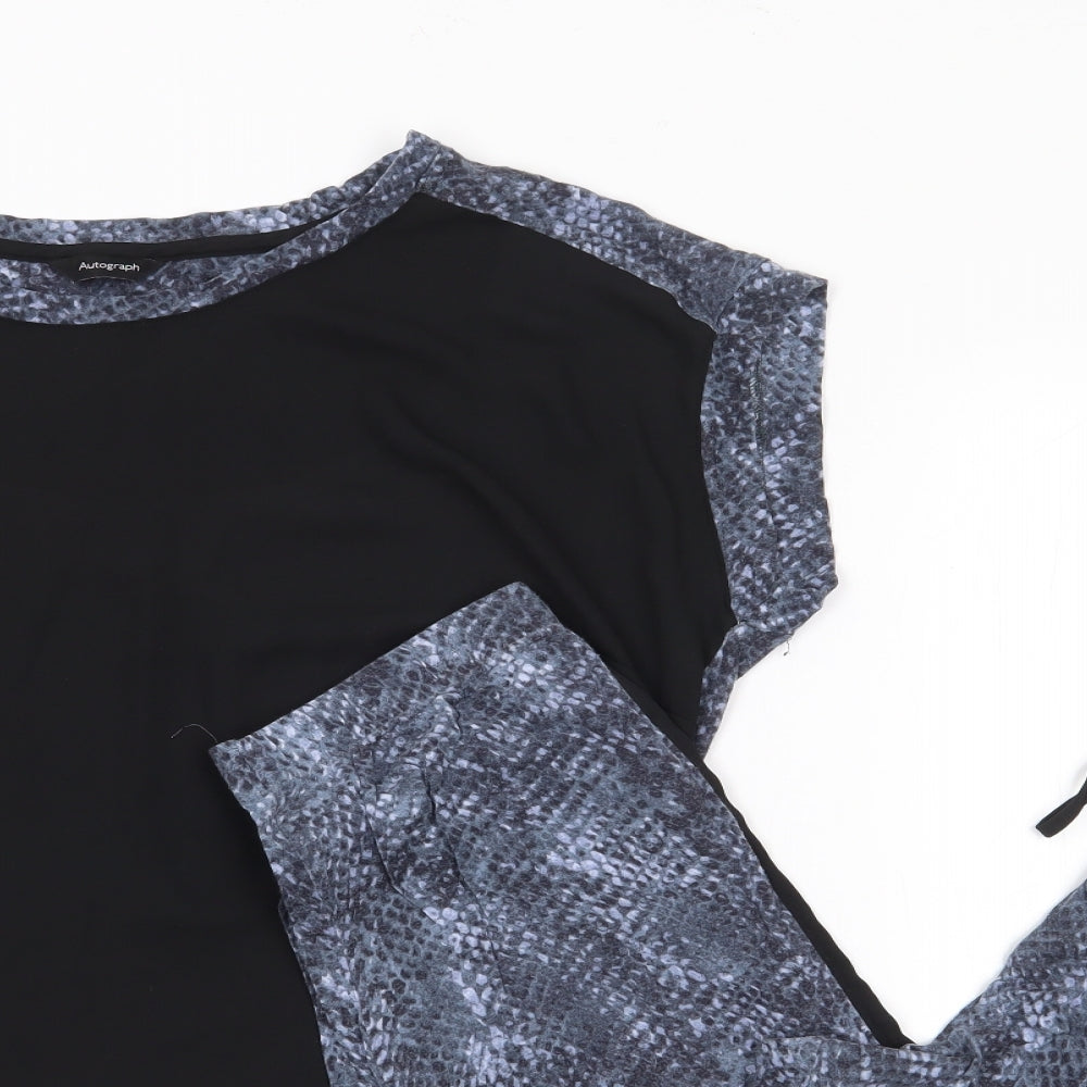 Marks and Spencer Womens Black Animal Print Polyester Top Lounge Set Size 12  Drawstring