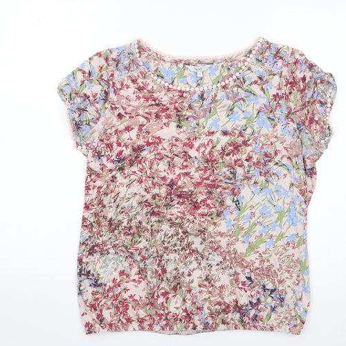 NEXT Womens Multicoloured Floral Cotton Jersey T-Shirt Size 16 Round Neck