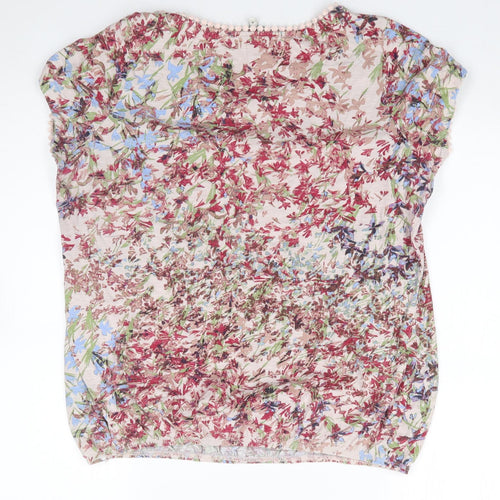 NEXT Womens Multicoloured Floral Cotton Jersey T-Shirt Size 16 Round Neck
