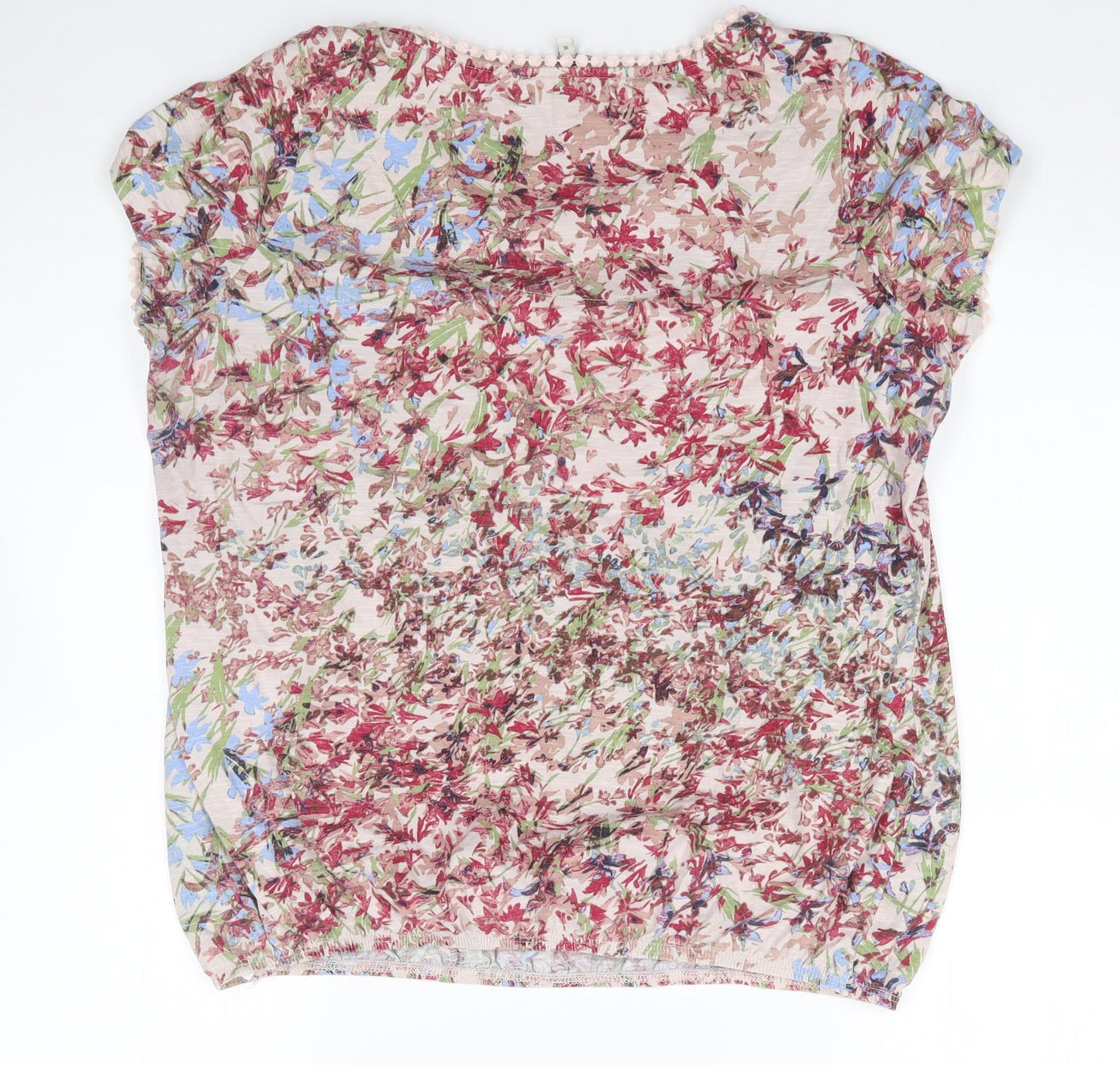 NEXT Womens Multicoloured Floral Cotton Jersey T-Shirt Size 16 Round Neck