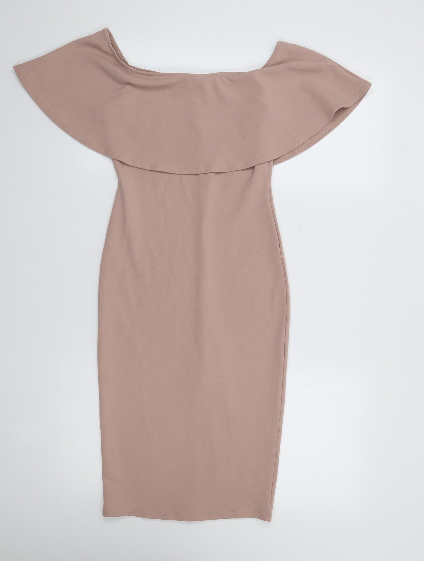River Island Womens Beige  Polyester Bodycon  Size 6  Boat Neck Pullover