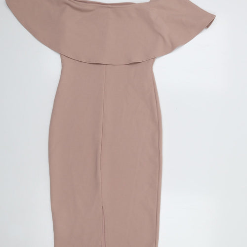 River Island Womens Beige  Polyester Bodycon  Size 6  Boat Neck Pullover