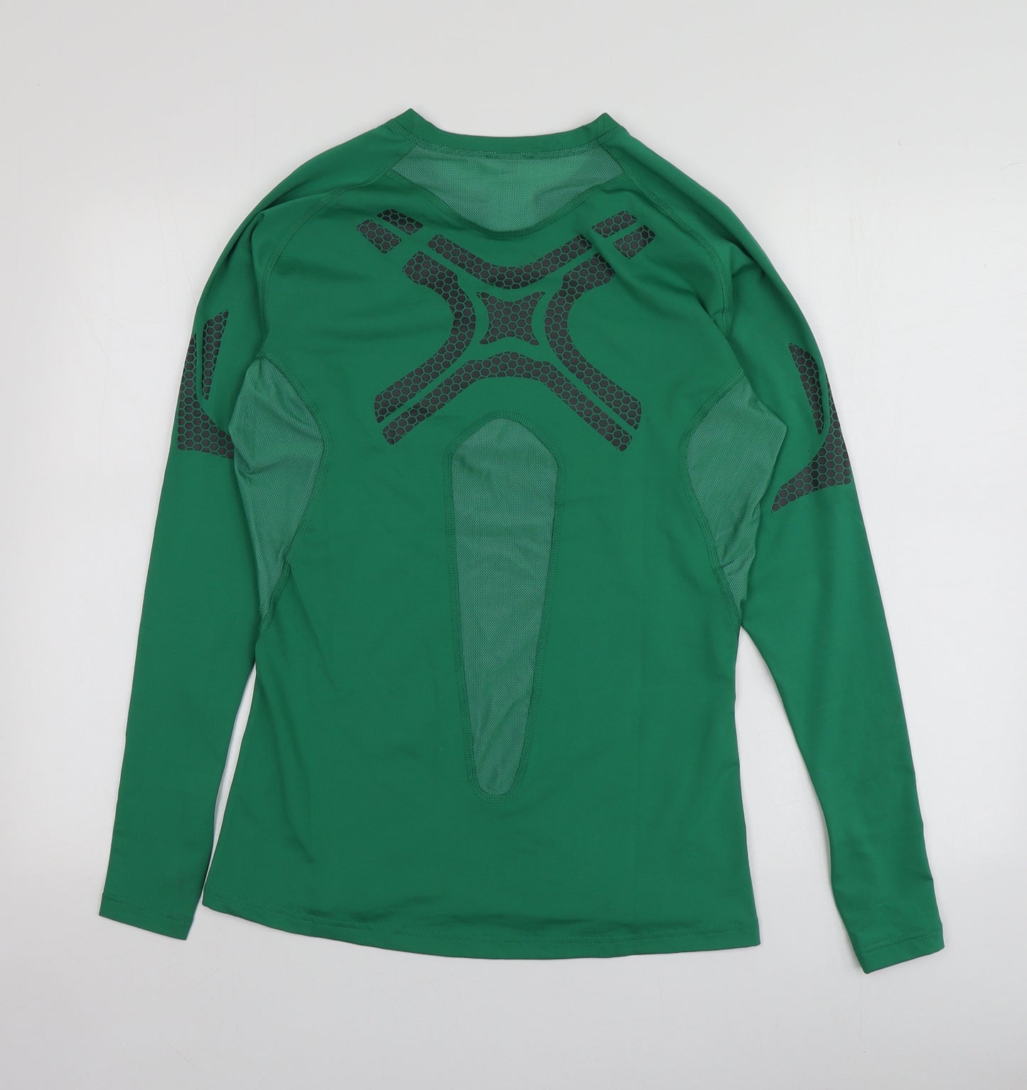 adidas Mens Green Geometric Polyester Basic T-Shirt Size XL Round Neck