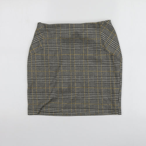 New Look Womens Grey Herringbone Polyester A-Line Skirt Size 10