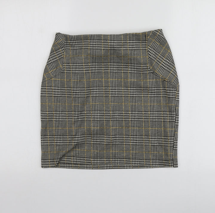 New Look Womens Grey Herringbone Polyester A-Line Skirt Size 10