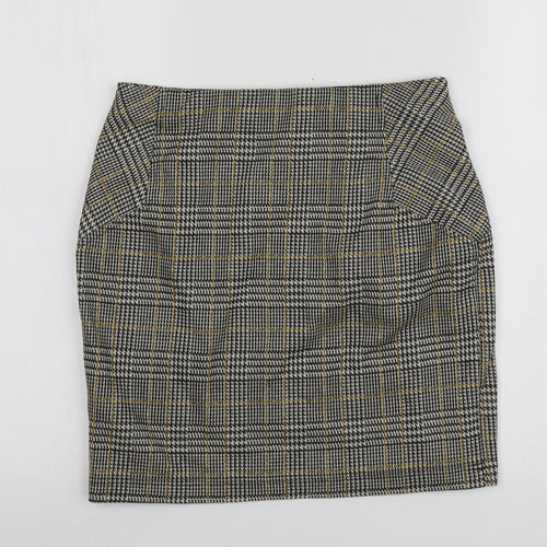 New Look Womens Grey Herringbone Polyester A-Line Skirt Size 10