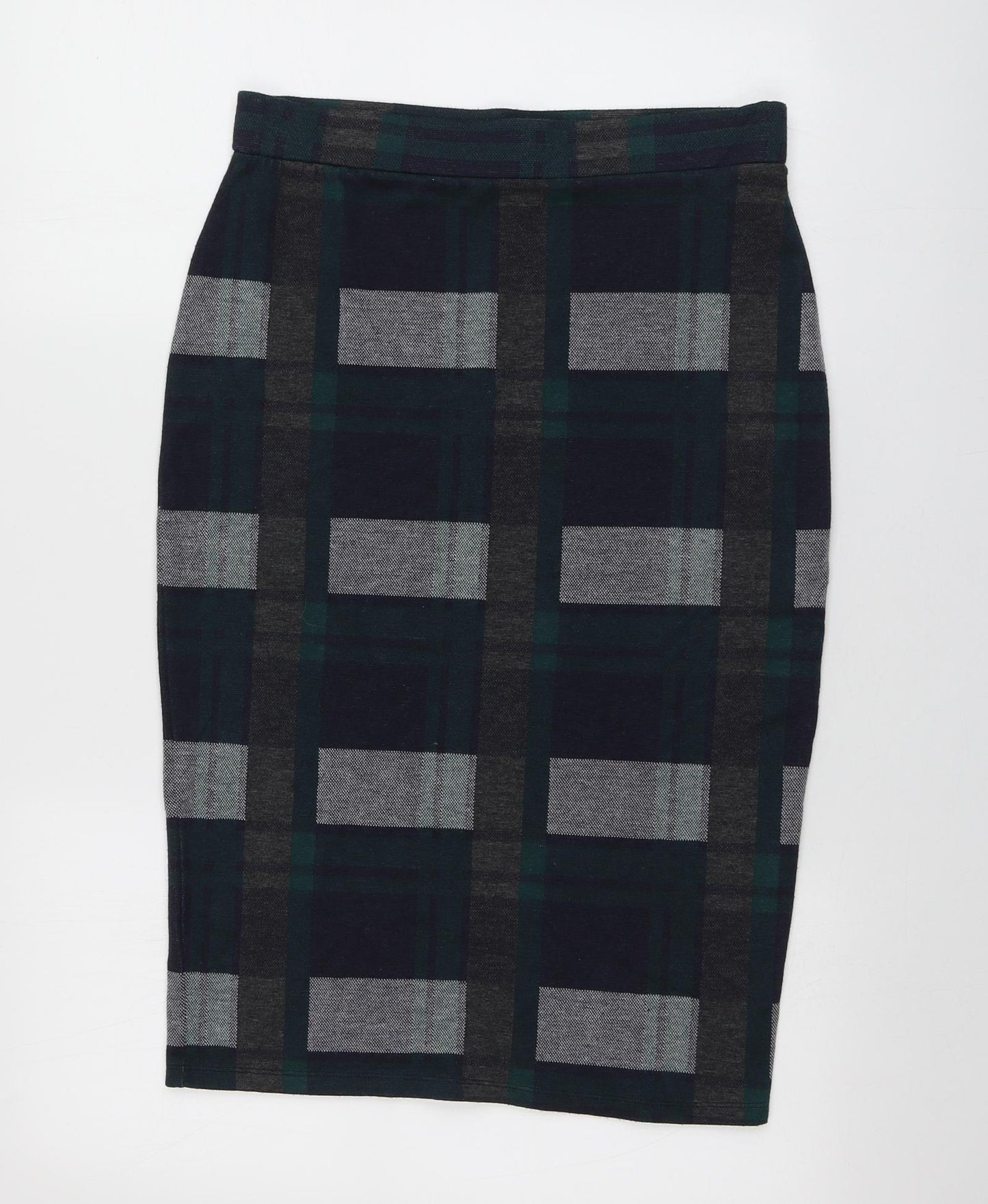 River Island Womens Green Plaid Polyester A-Line Skirt Size 12