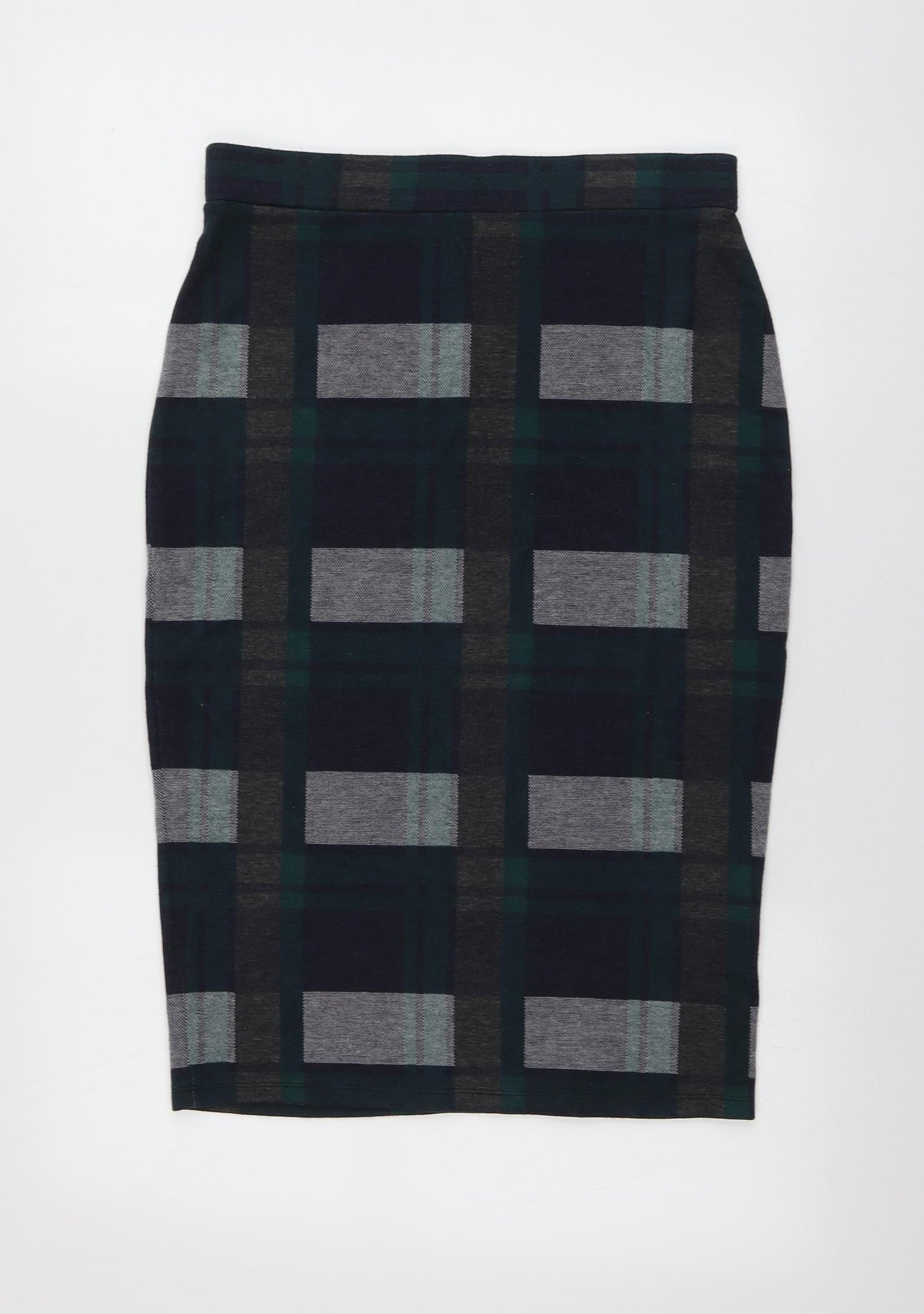 River Island Womens Green Plaid Polyester A-Line Skirt Size 12