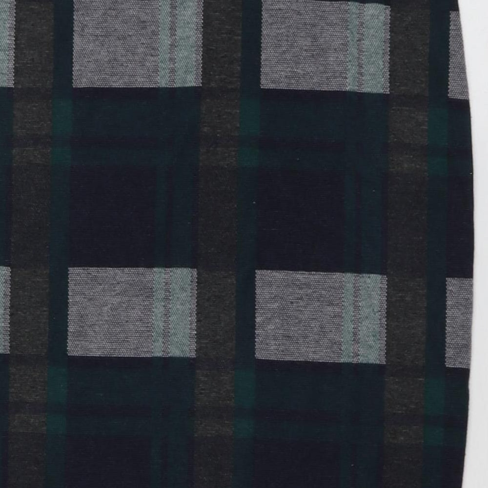 River Island Womens Green Plaid Polyester A-Line Skirt Size 12