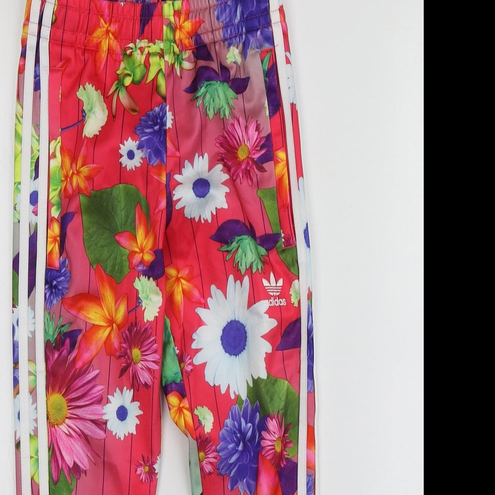 adidas Girls Multicoloured Floral Polyester Jogger Trousers Size 6-7 Years  Regular