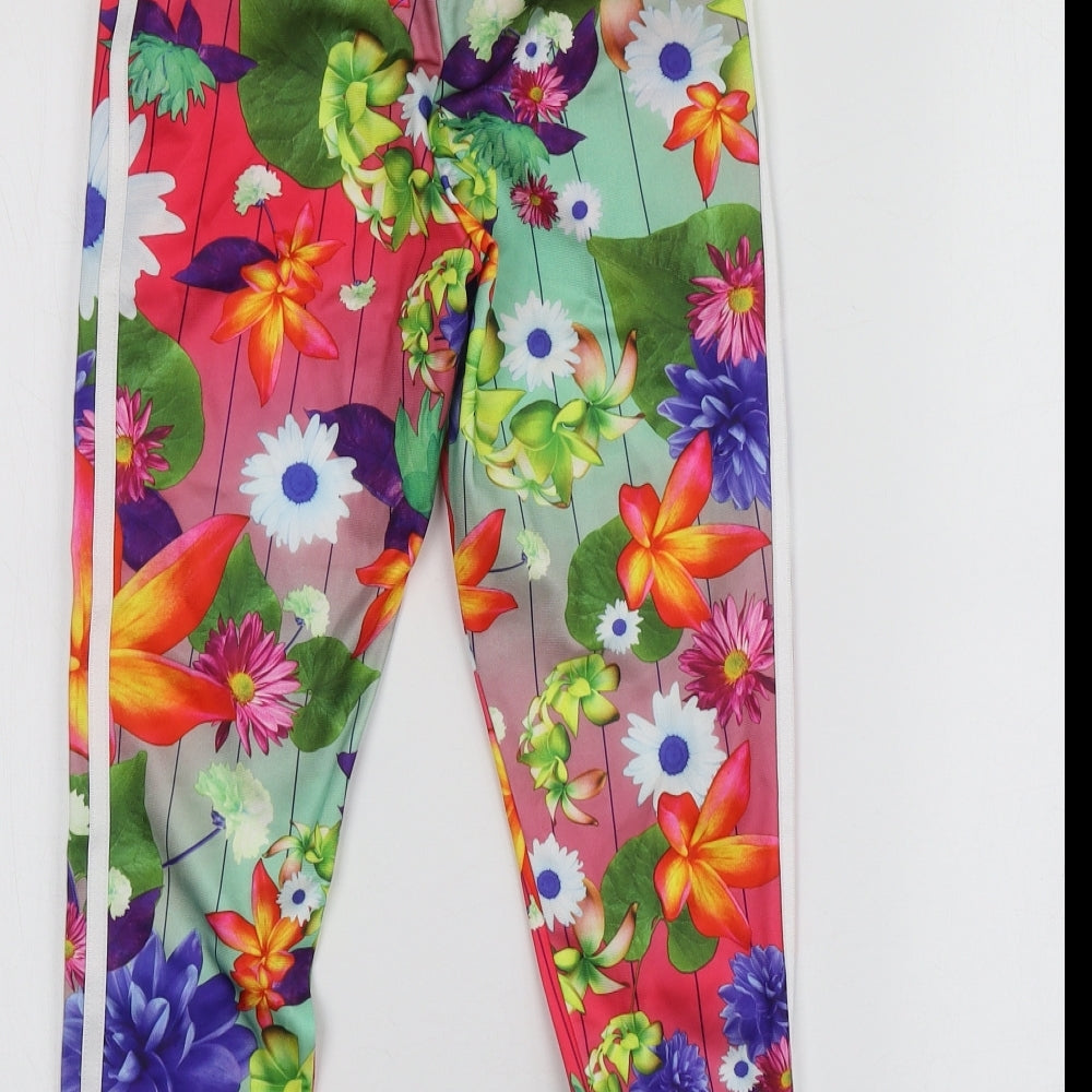 adidas Girls Multicoloured Floral Polyester Jogger Trousers Size 6-7 Years  Regular