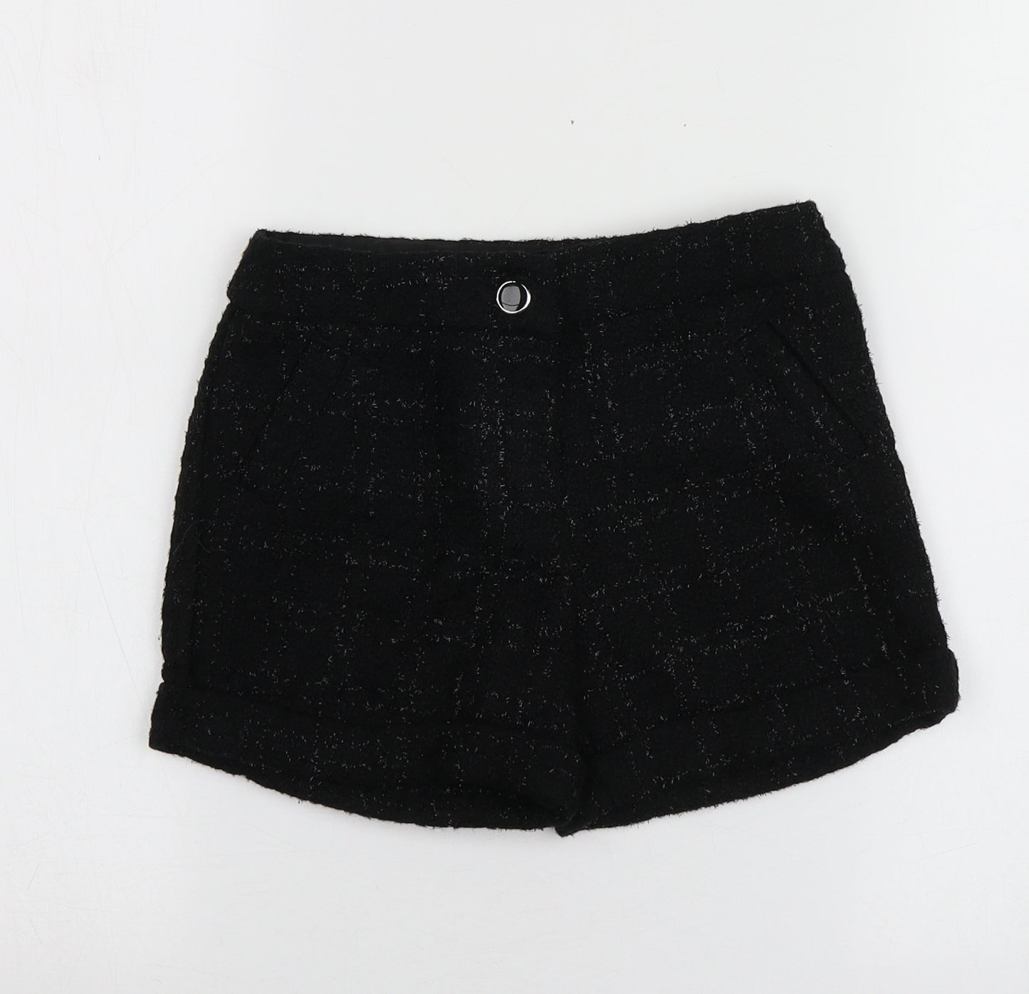 F&F Girls Black  Polyester Cut-Off Shorts Size 8-9 Years  Regular