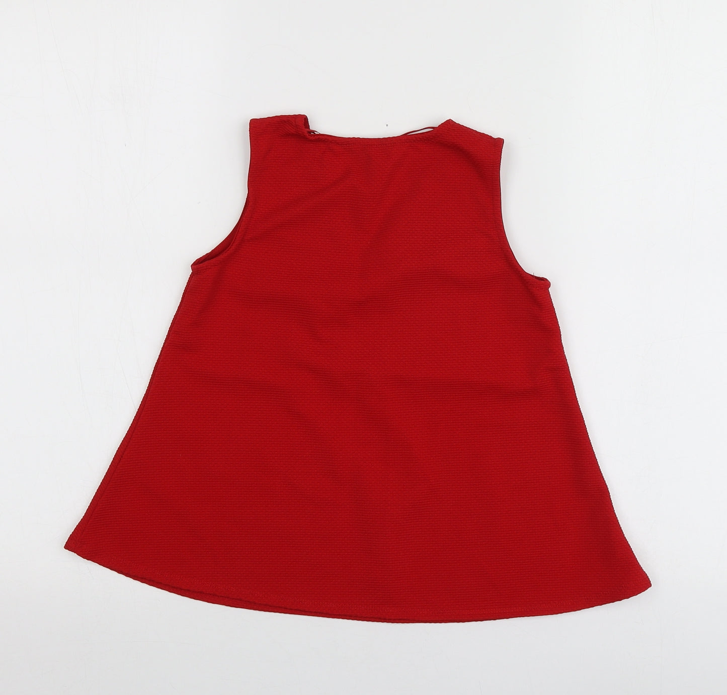 George Girls Red Geometric Polyester Basic T-Shirt Size 8-9 Years Round Neck